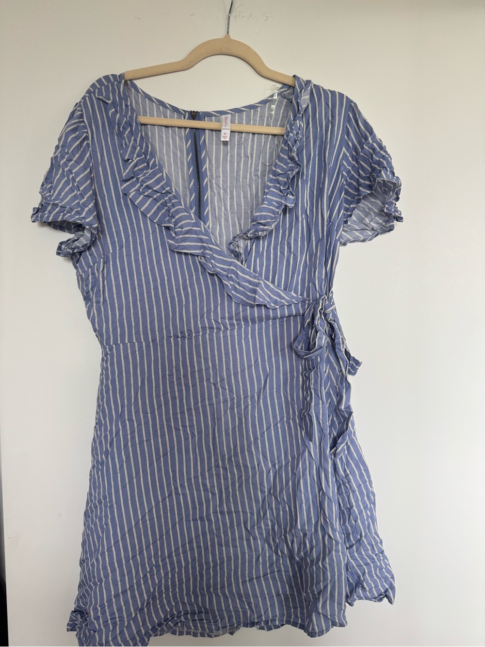 Xhilaration Blue and White Striped Wrap Mini Dress